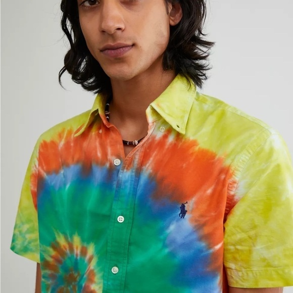 Polo Ralph Lauren Men Classic Fit Tie Dye Washed Oxford Shirt Size xl - Picture 4 of 8